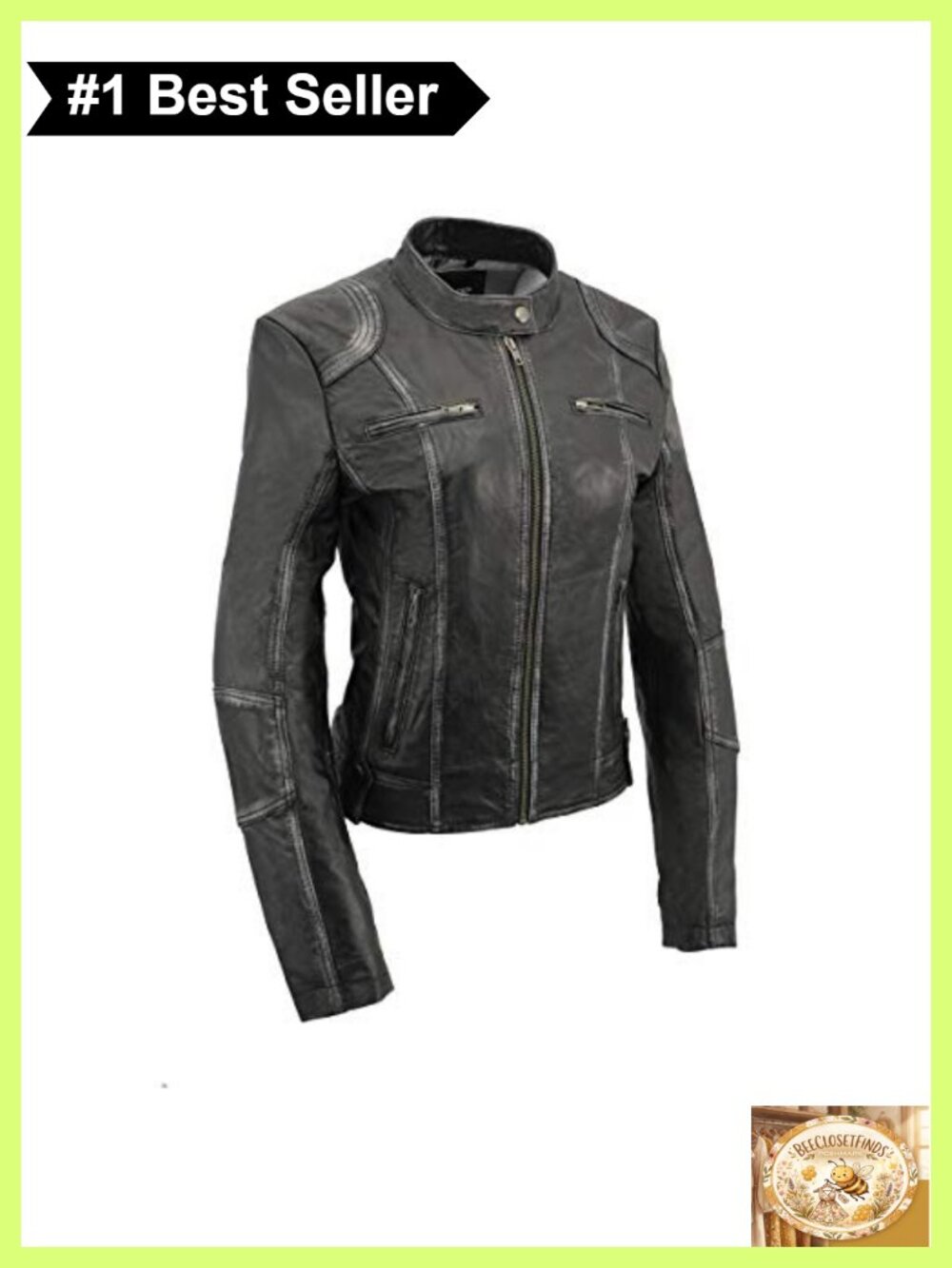 Sheepskin Leather Scuba Style Moto Jacket Zip Snap Collar